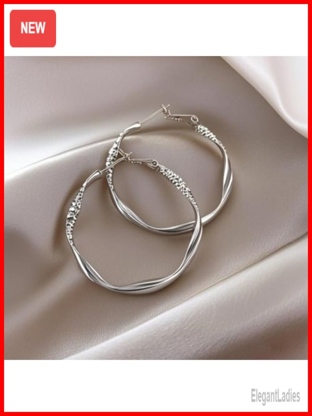 Chunky Hoop Earrings Sparkly Circle Fashion Twist Ear Jewelry Elegant